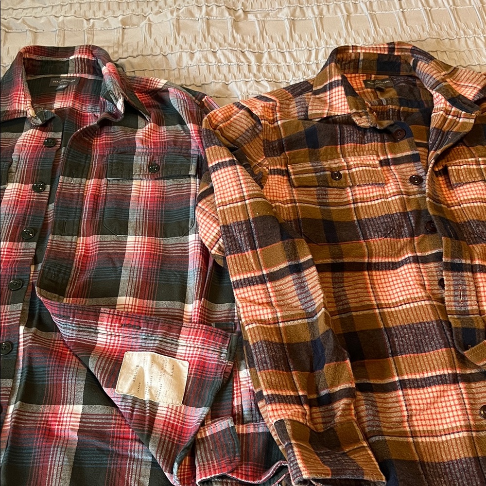L.L. Bean Men's Plaid Button-Down Shirts — Red & Brown Plaids